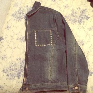 Button snap jean coat
